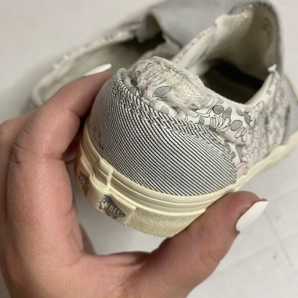 Vans Asher Floral Striped Canvas Sneaker Grey White Light Pink Sz 7.5 - Picture 3 of 9